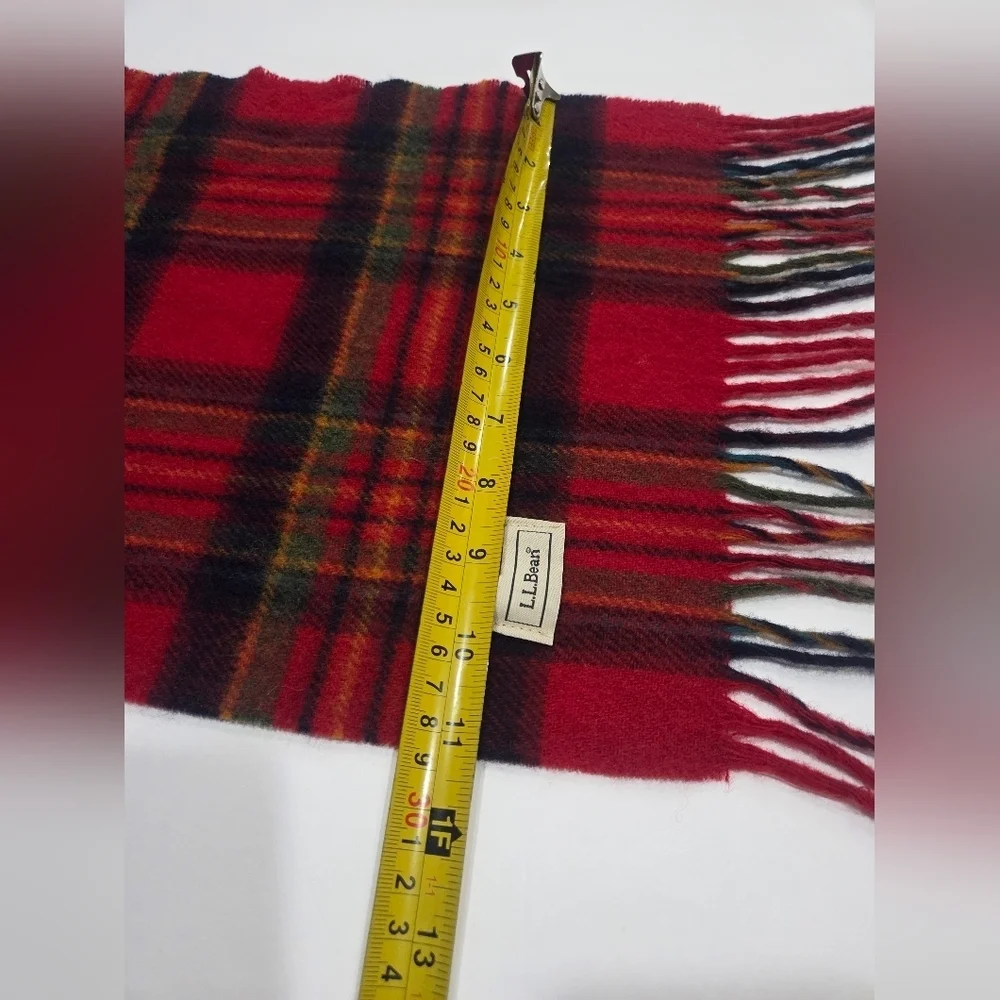 L.L.Bean Red Plaid Wool Scarf Sz.11×60in.